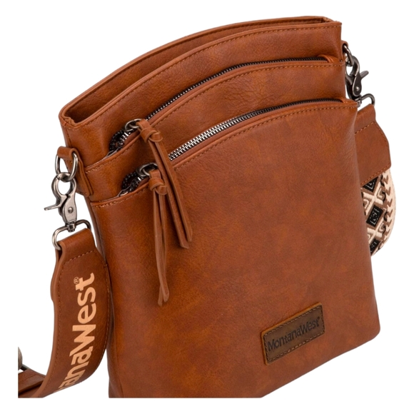 Montana West Vegan Leather Crossbody Bag With Multi Compartments + CCW Pocket - Picture 4 of 5